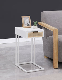 Amherst 1-drawer Radio Weave Cane Metal Side Table Black