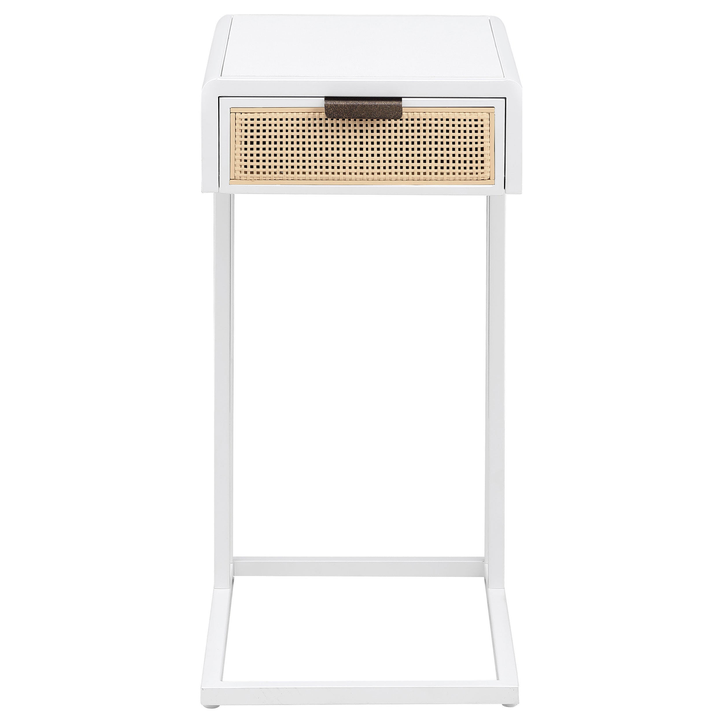 Amherst 1-drawer Radio Weave Cane Metal Side Table Black