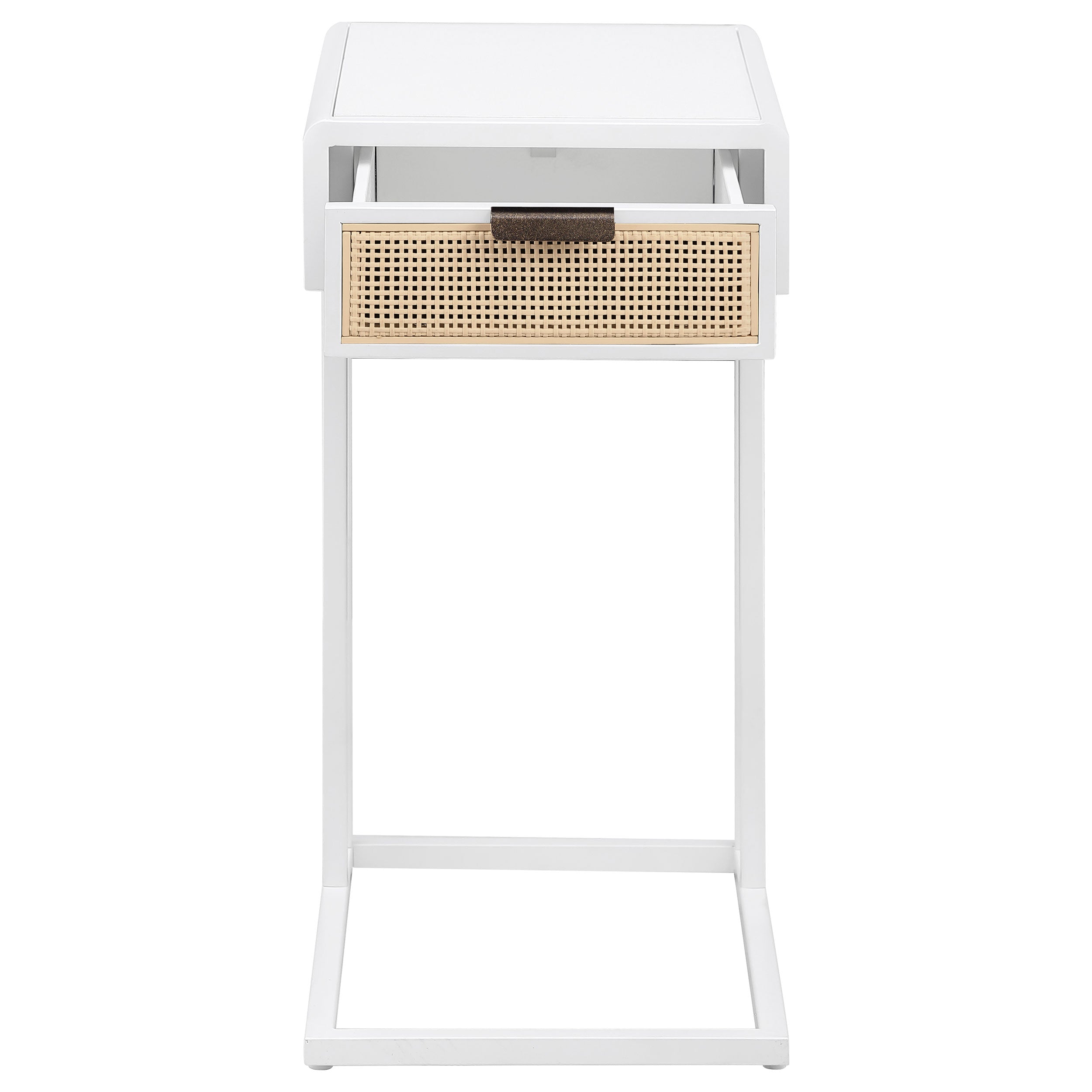 Amherst 1-drawer Radio Weave Cane Metal Side Table Black