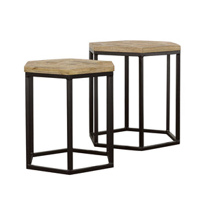 Adger Hexagonal Nesting Tables Natural and Black