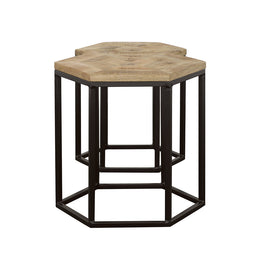 Adger Hexagonal Nesting Tables Natural and Black