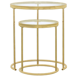 Maylin Round Glass Top Nesting Table Set Gold