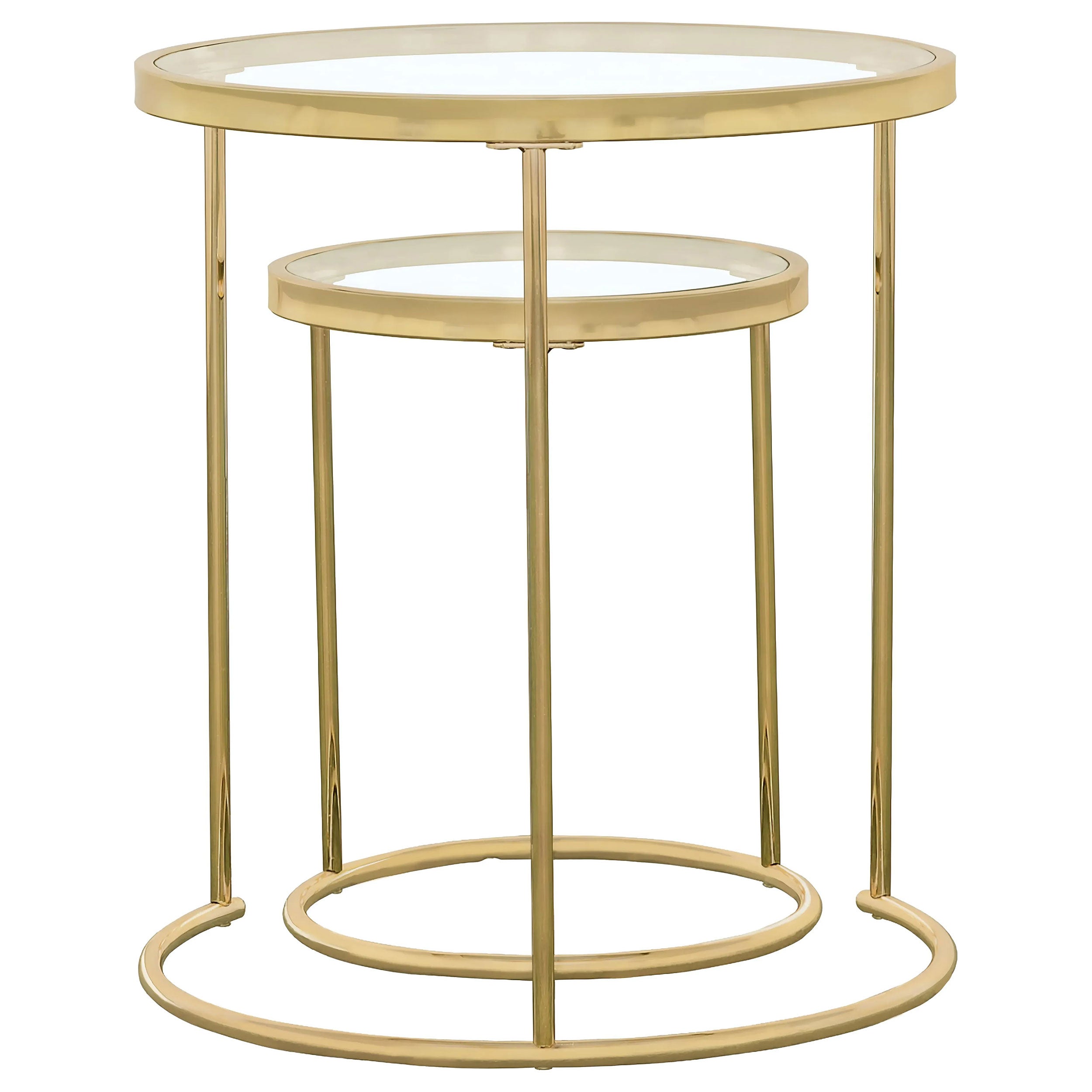 Maylin Round Glass Top Nesting Table Set Gold