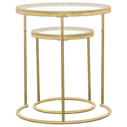 Maylin Round Glass Top Nesting Table Set Gold