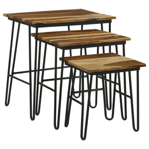 Nayeli Solid Sheesham Wood Nesting Tables Natural