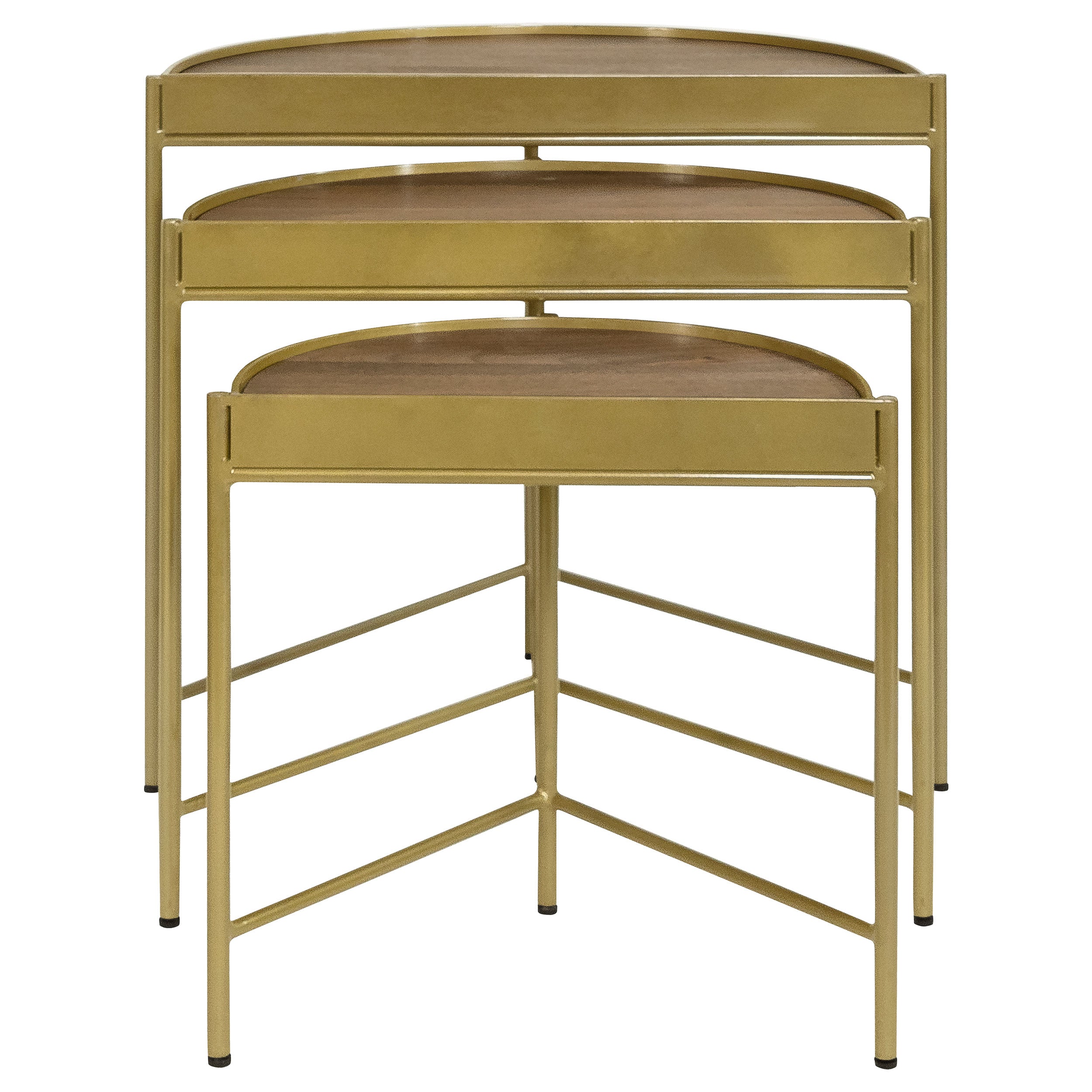 Tristen Demilune Nesting Table Brown and Gold