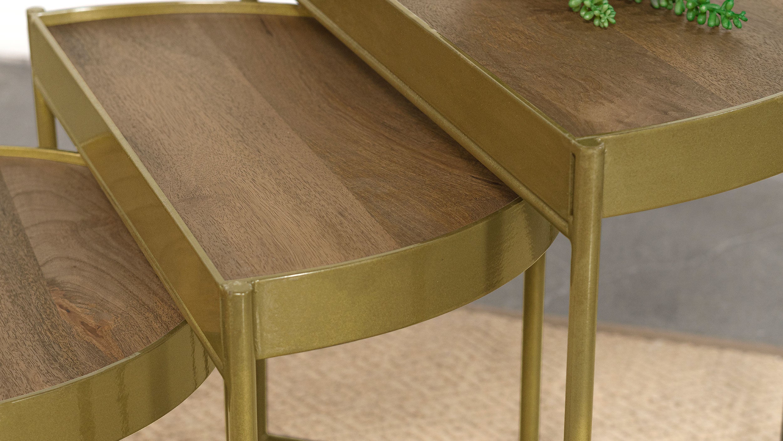 Tristen Demilune Nesting Table Brown and Gold
