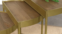 Tristen Demilune Nesting Table Brown and Gold