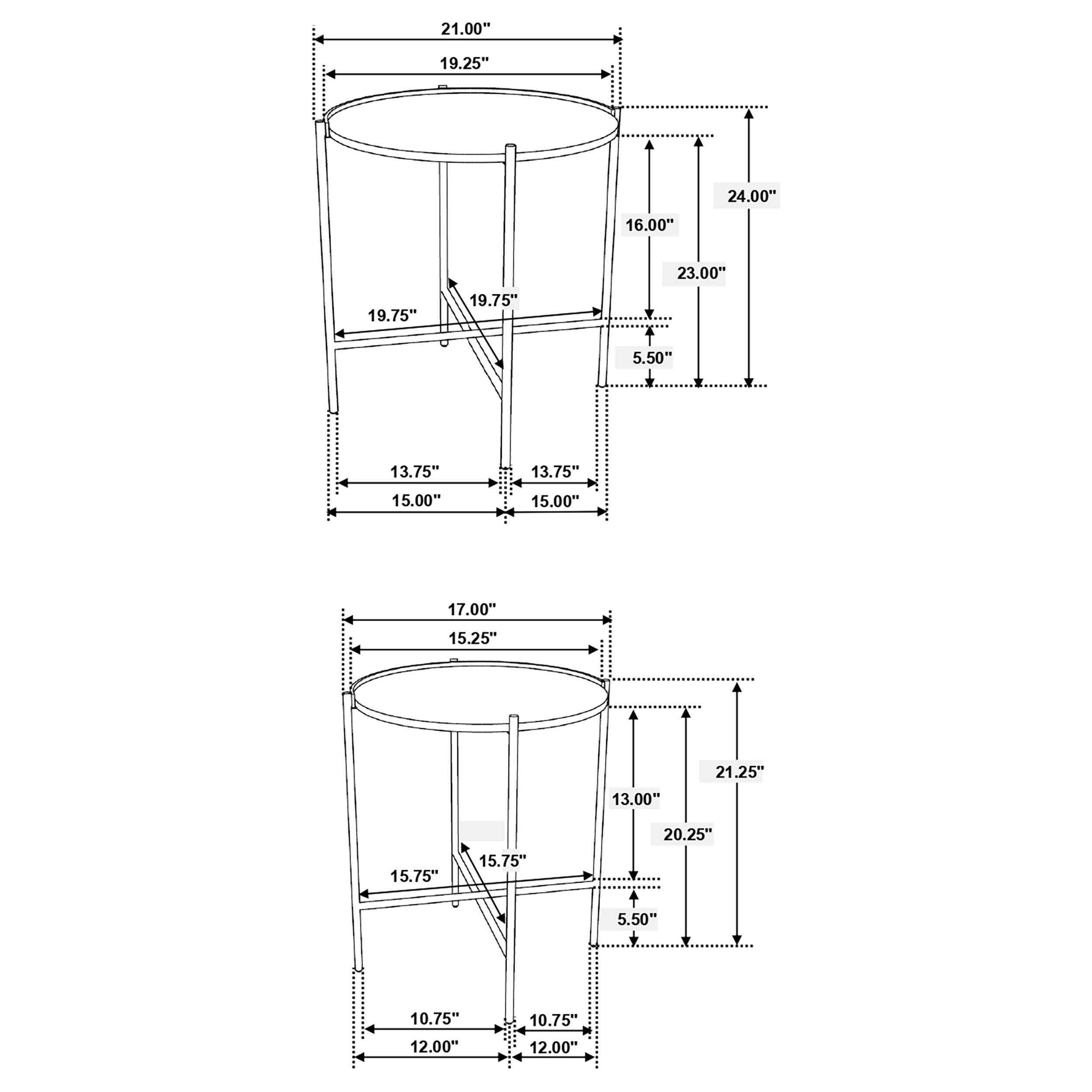 Malka Round Wood Nesting Table Dark Brown and Gold
