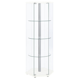 Zahavah 4-shelf Hexagonal Clear Glass Curio Cabinet Black
