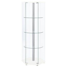 Zahavah 4-shelf Hexagonal Clear Glass Curio Cabinet Black