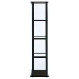 Cyclamen 4-shelf Clear Glass Curio Display Cabinet Black