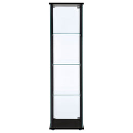 Cyclamen 4-shelf Clear Glass Curio Display Cabinet Black