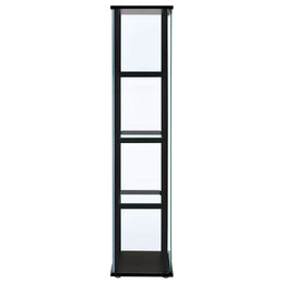 Cyclamen 4-shelf Clear Glass Curio Display Cabinet Black