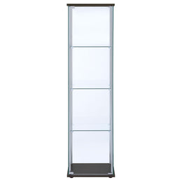 Bellatrix 4-shelf Clear Glass Curio Cabinet Cappuccino