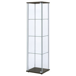 Bellatrix 4-shelf Clear Glass Curio Cabinet Cappuccino