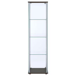 Bellatrix 4-shelf Clear Glass Curio Cabinet Cappuccino