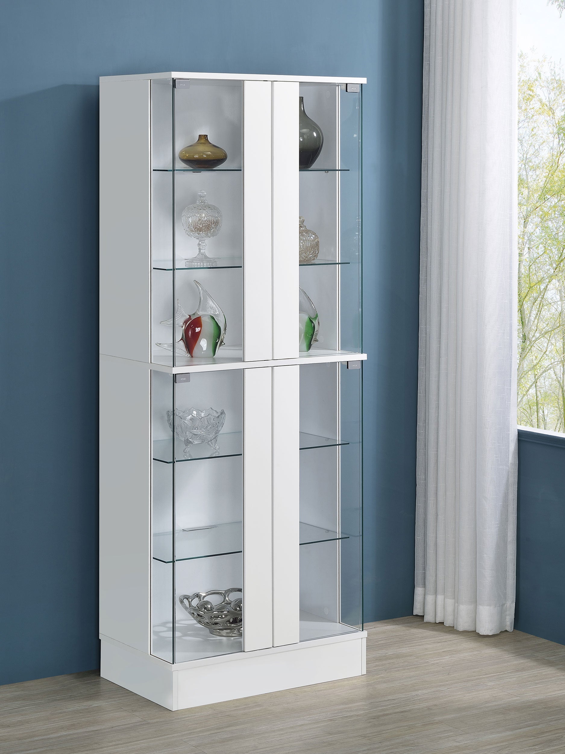 Cabra 4-door LED Curio Display Cabinet Black High Gloss
