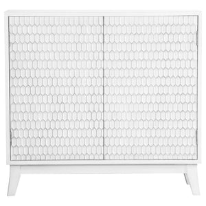 Gambon 2-door Wood Honeycomb Pattern Accent Cabinet White