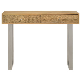 Draco 2-drawer Console Table Hand Carved Details Natural