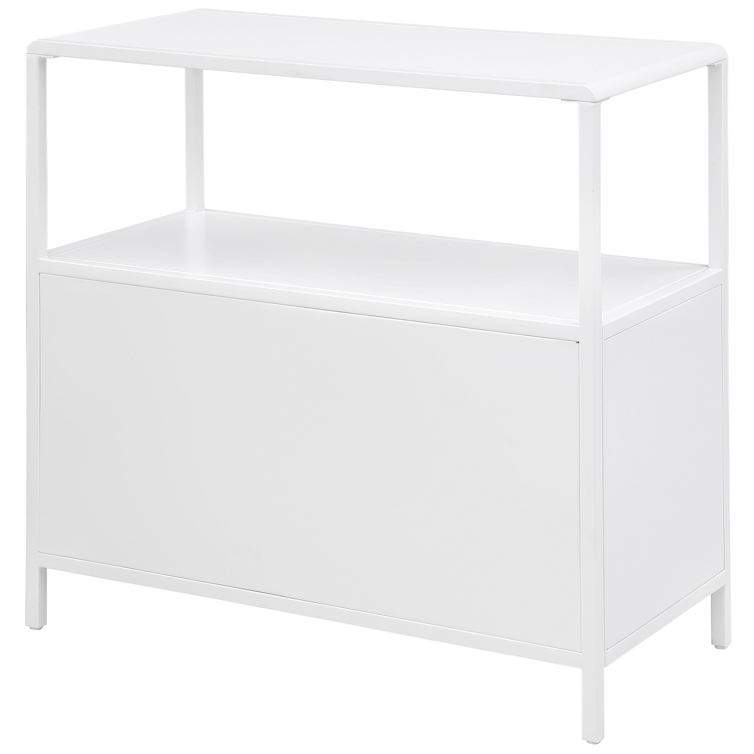 Amherst 3-shelf Radio Weave Cane Metal Accent Cabinet White