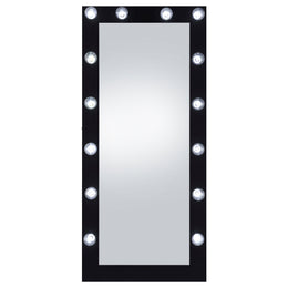 Zayan 32 x 71 Inch Floor Mirror LED Lighting Black Gloss