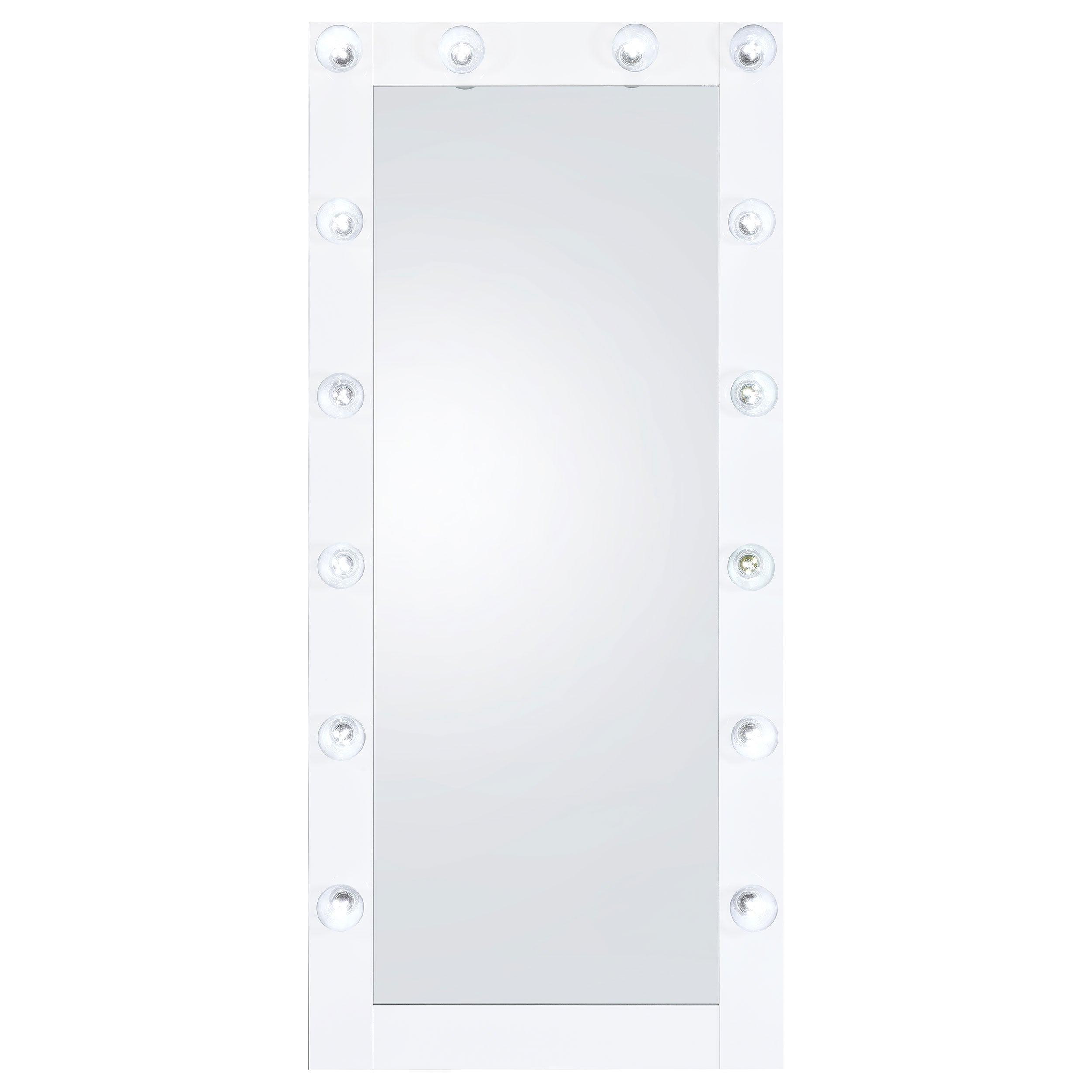 Zayan 32 x 71 Inch Floor Mirror LED Lighting Black Gloss