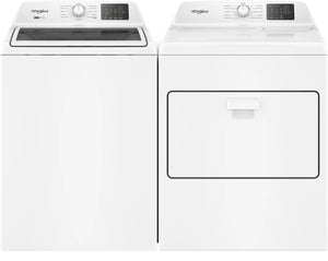 Package - Whirlpool - 4.3 Cu. Ft. High-Eficiency Top Load Washer with 2-in-1 Removable Agitator and Soft Close Glass Lid and 7.0 Cu. Ft. Electric Dryer with Adaptive Dry and Top Venting - White