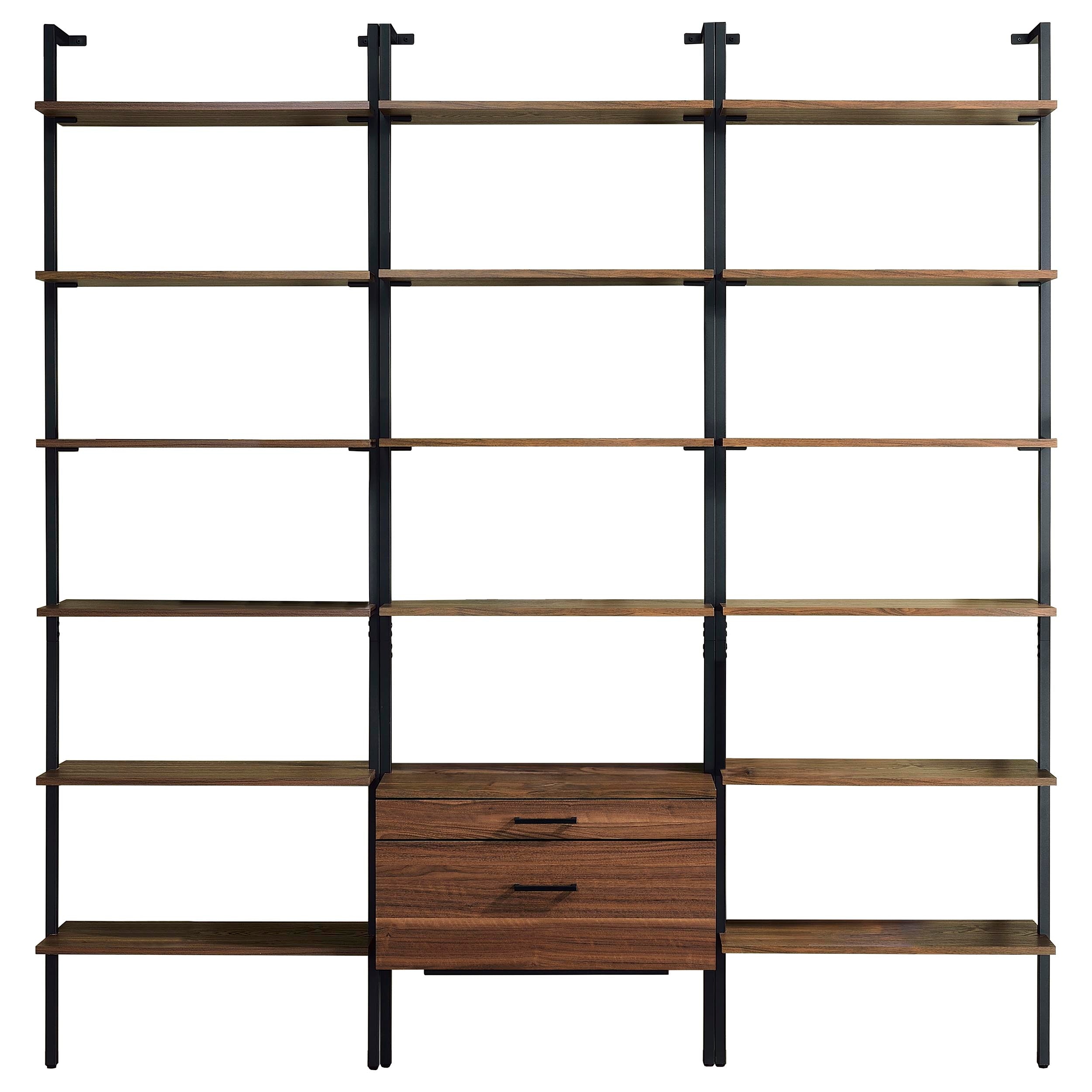Owens 96-inch Wall Mounted Bookshelf Set Walnut