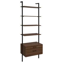 Owens 96-inch Wall Mounted Bookshelf Set Walnut