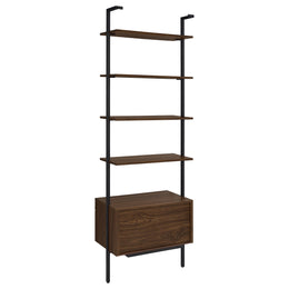 Owens 96-inch Wall Mounted Bookshelf Set Walnut