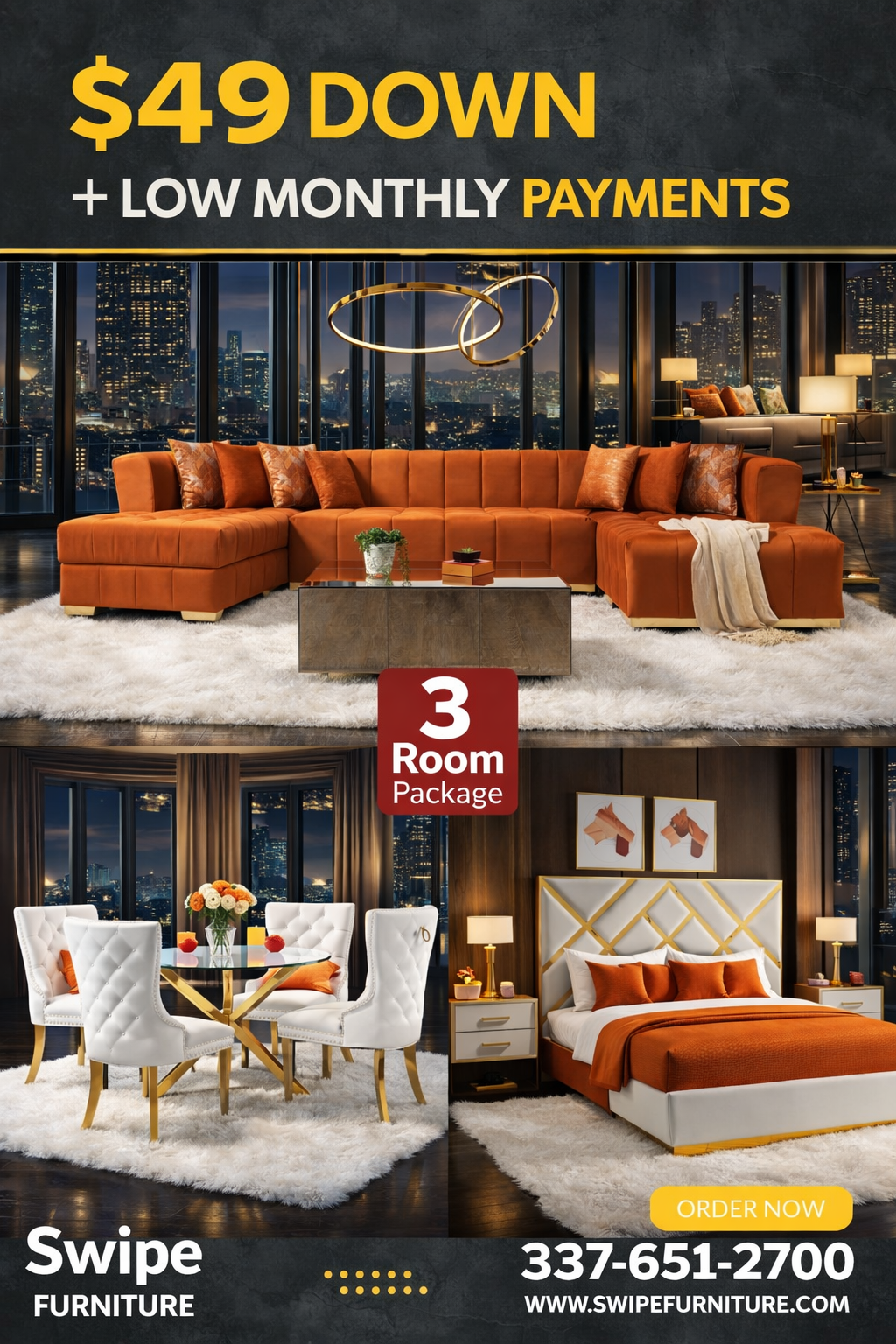 Elisha 3 Room Package Mattress and 55” Smart Tv Included