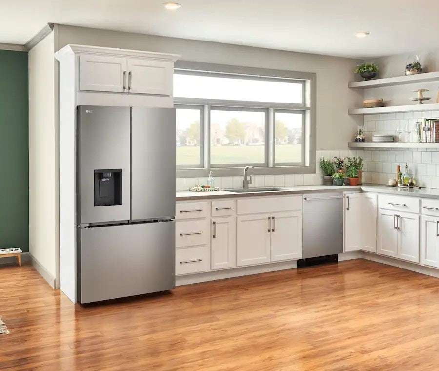 LG - 36-in Counter-Depth MAX 25.5 Cu. Ft. French Door Smart Refrigerator with Ice Plus - PrintProof Stainless Steel Look