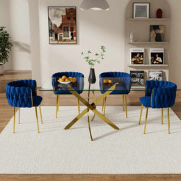 Ashveen Rectangular Restaurant Dining Set (Blue)