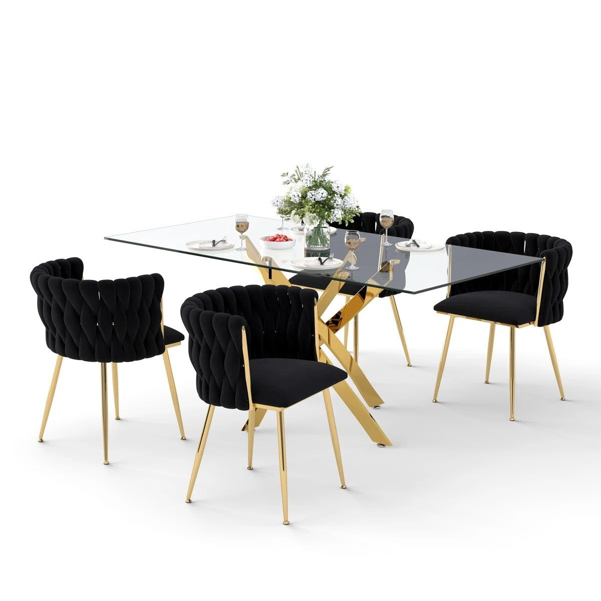 Ashveen Rectangular Restaurant Dining Set (Black)