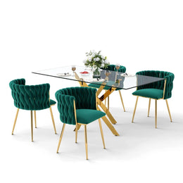 Ashveen Rectangular Restaurant Dining Set (Emerald)