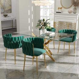 Ashveen Rectangular Restaurant Dining Set (Emerald)