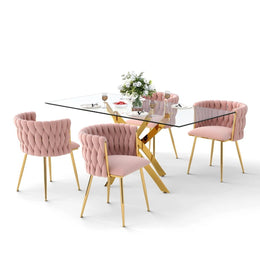 Ashveen Rectangular Restaurant Dining Set (Pink)