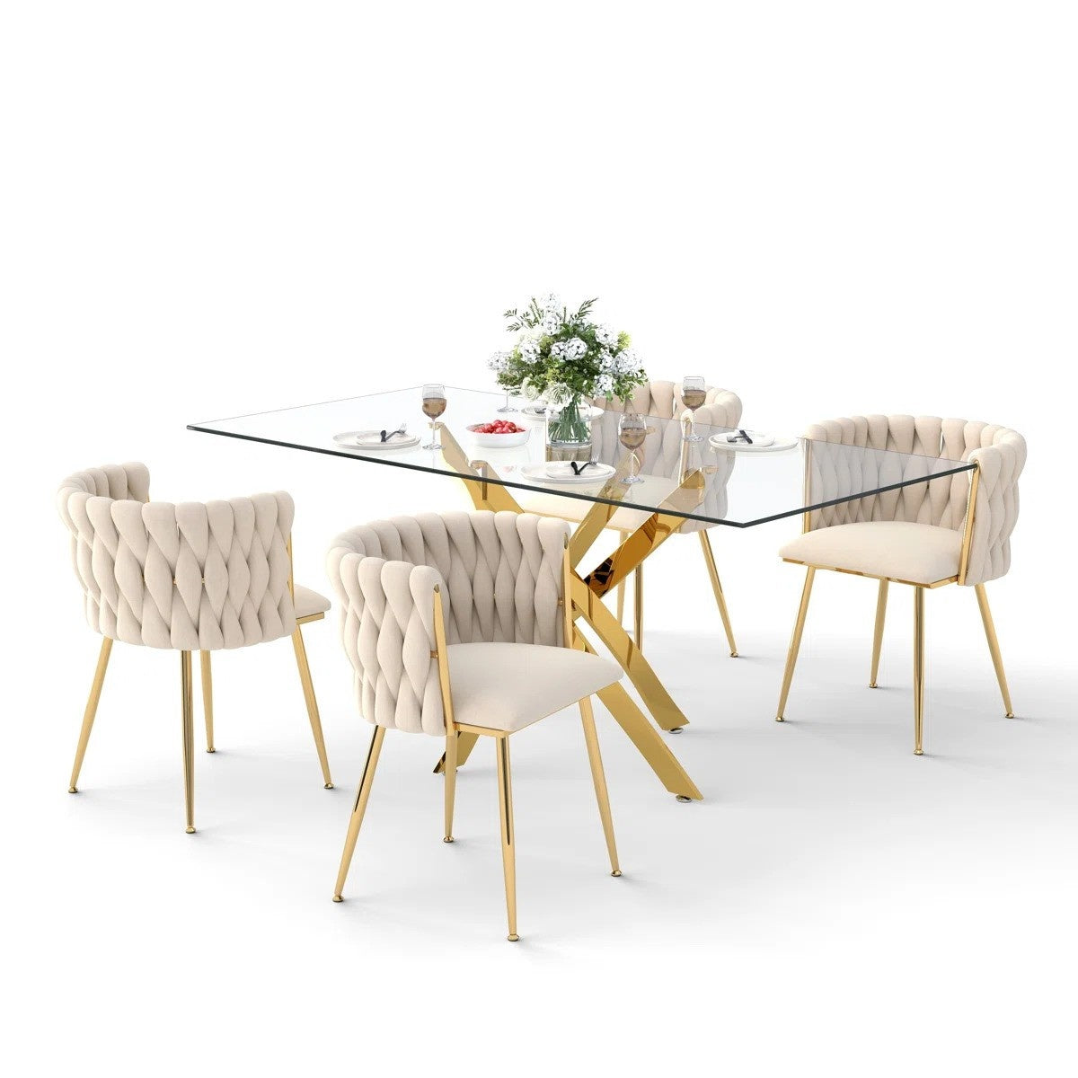Ashveen Rectangular Restaurant Dining Set (Beige)