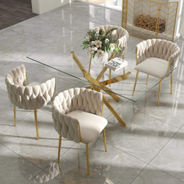 Ashveen Rectangular Restaurant Dining Set (Beige)