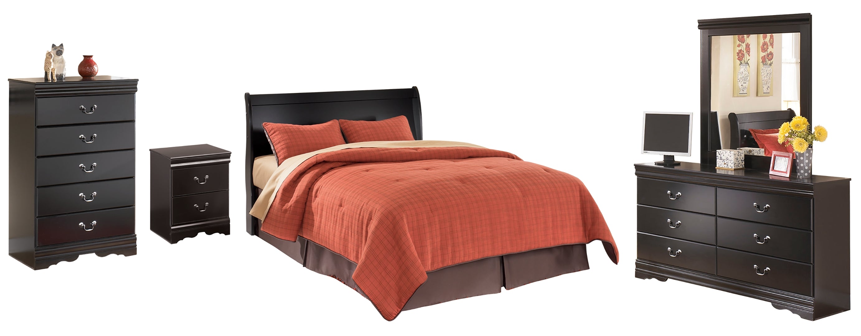 Huey Vineyard Black Sleigh Bedroom Set