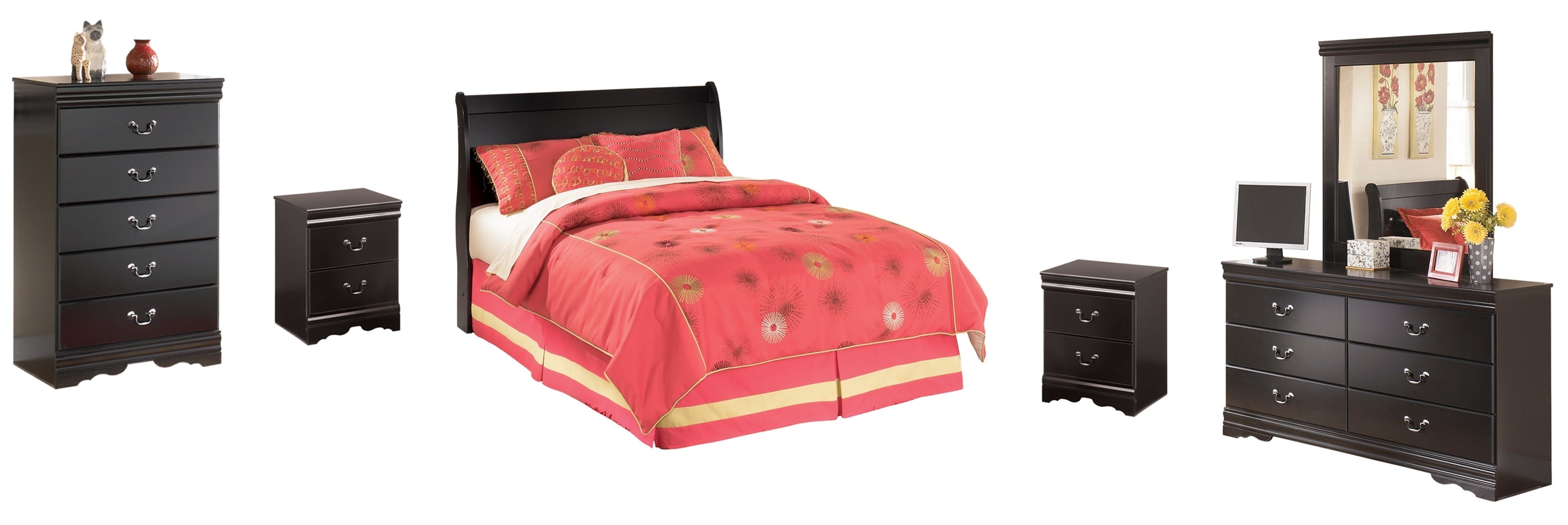 Huey Vineyard Black Sleigh Bedroom Set