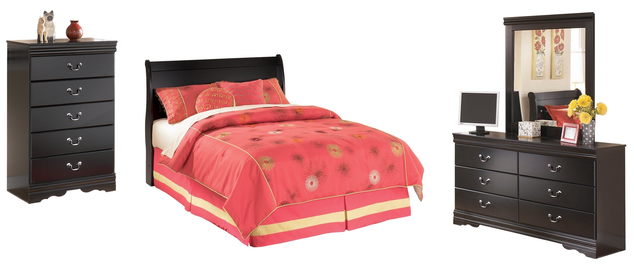 Huey Vineyard Black Sleigh Bedroom Set