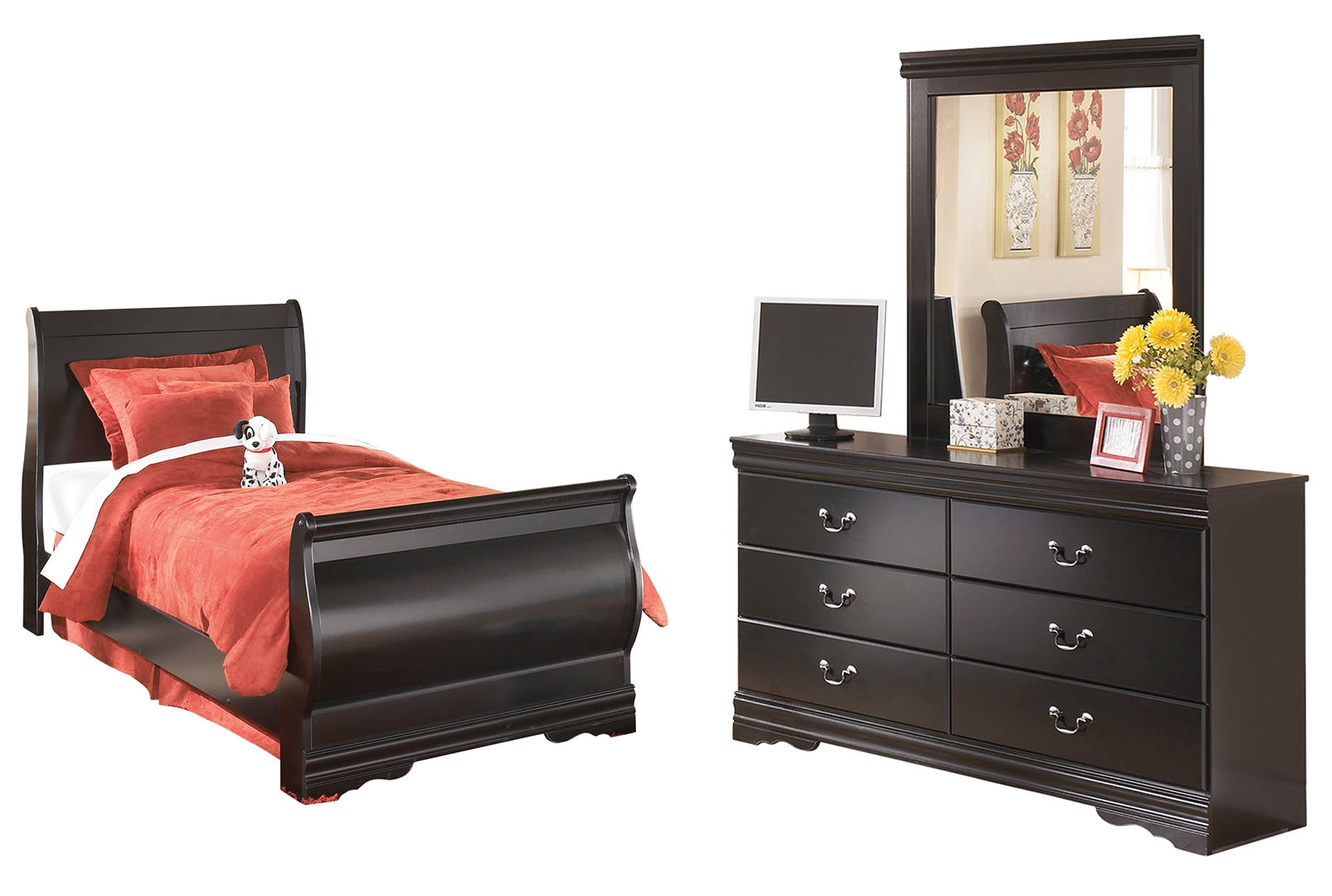 Huey Vineyard Black Sleigh Bedroom Set