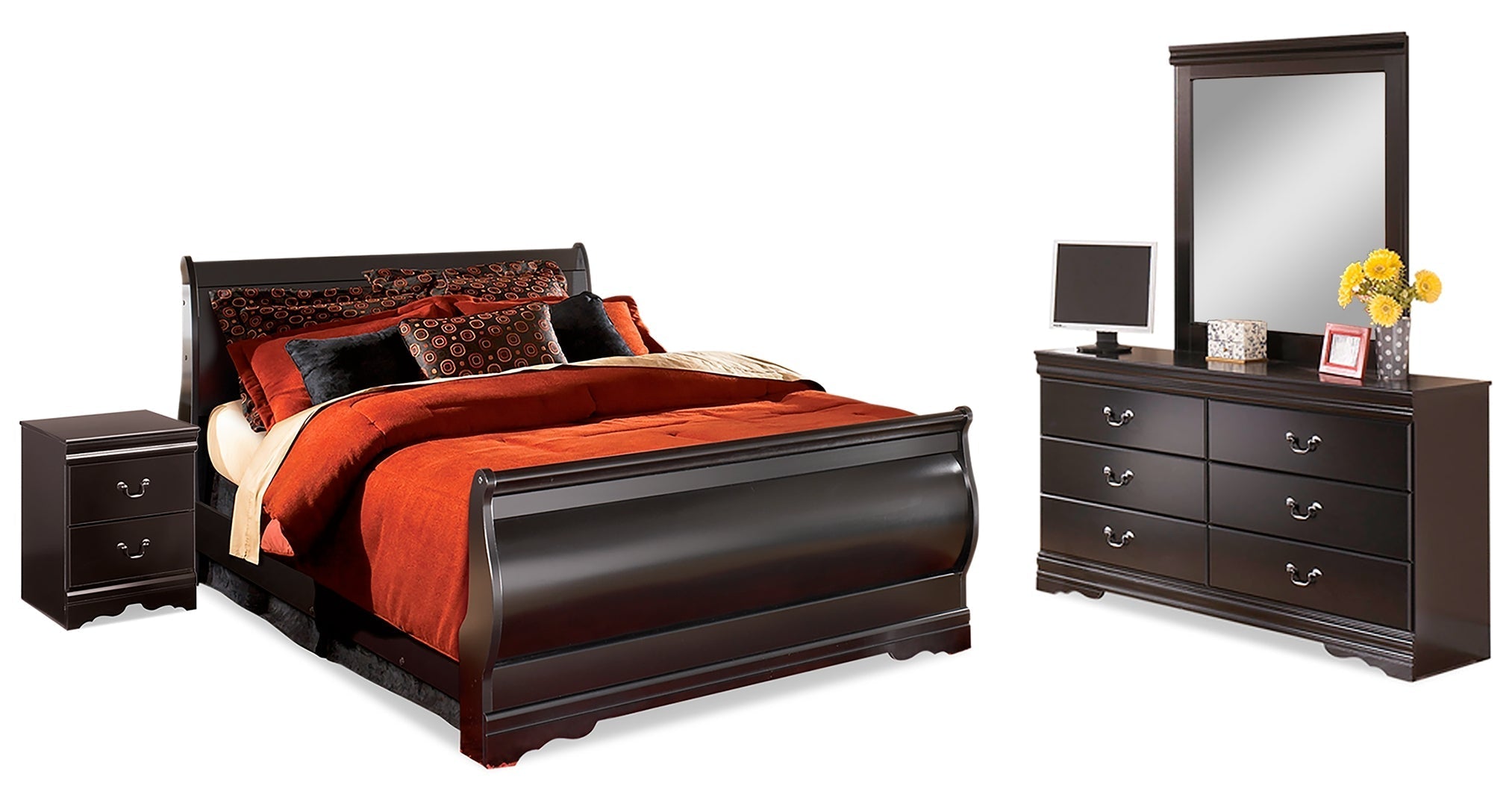 Huey Vineyard Black Sleigh Bedroom Set