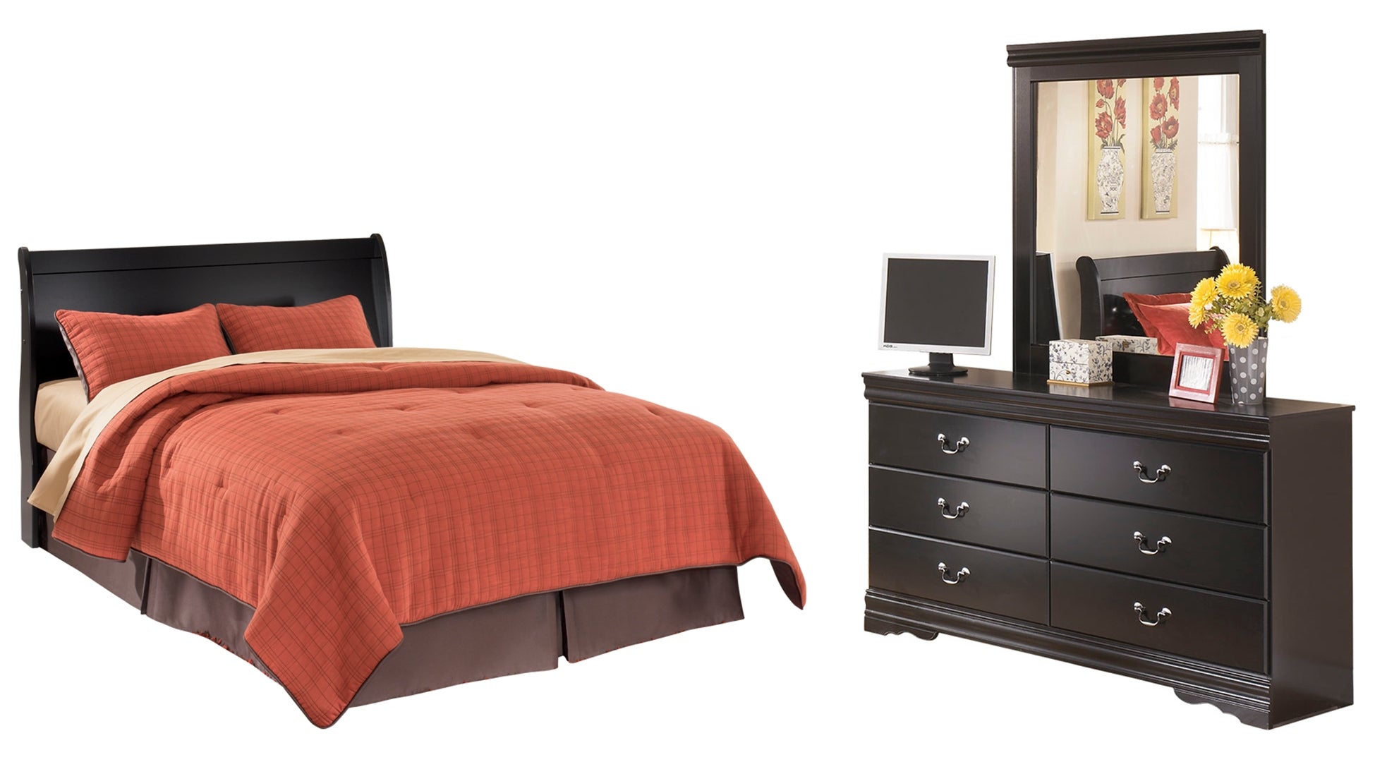 Huey Vineyard Black Sleigh Bedroom Set