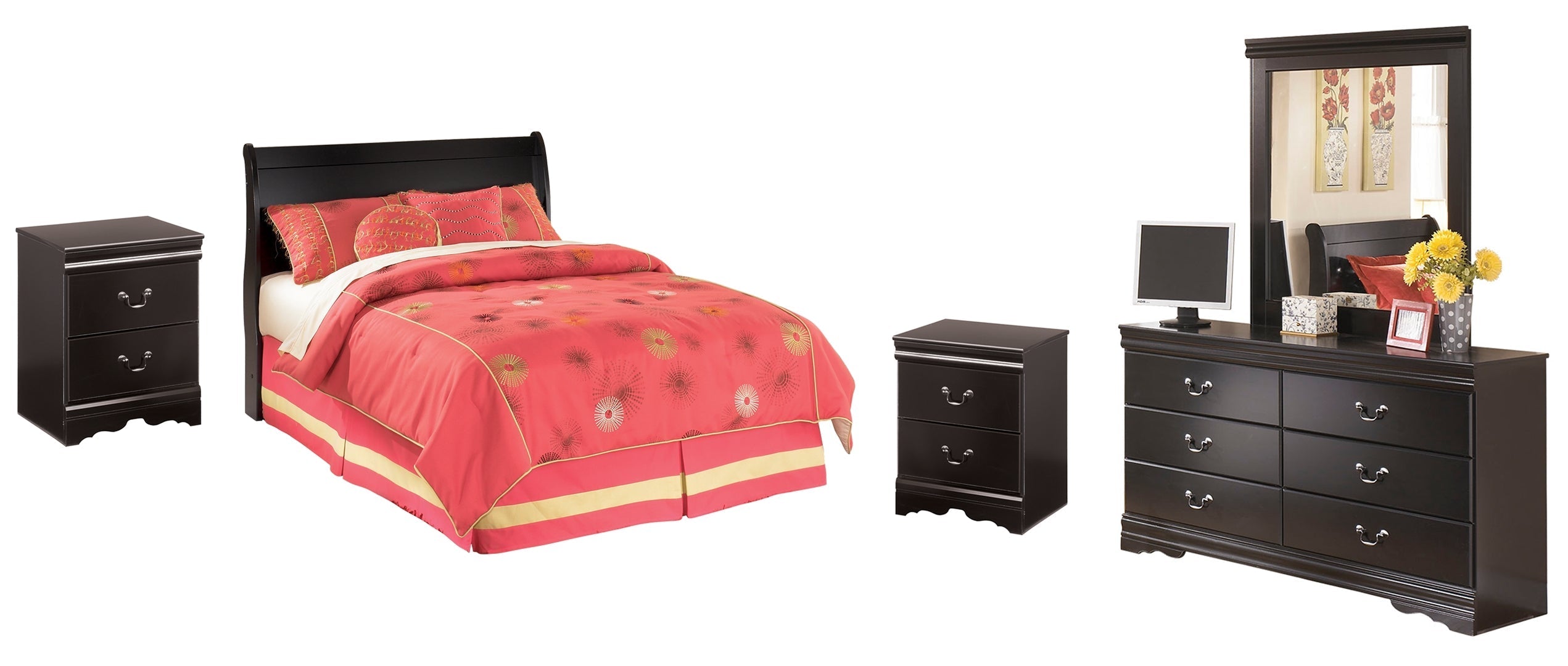 Huey Vineyard Black Sleigh Bedroom Set
