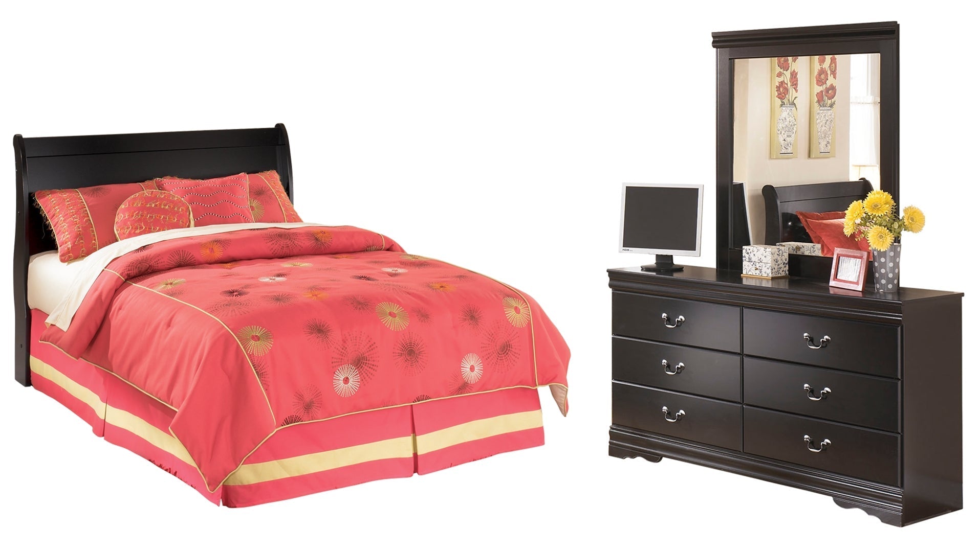 Huey Vineyard Black Sleigh Bedroom Set