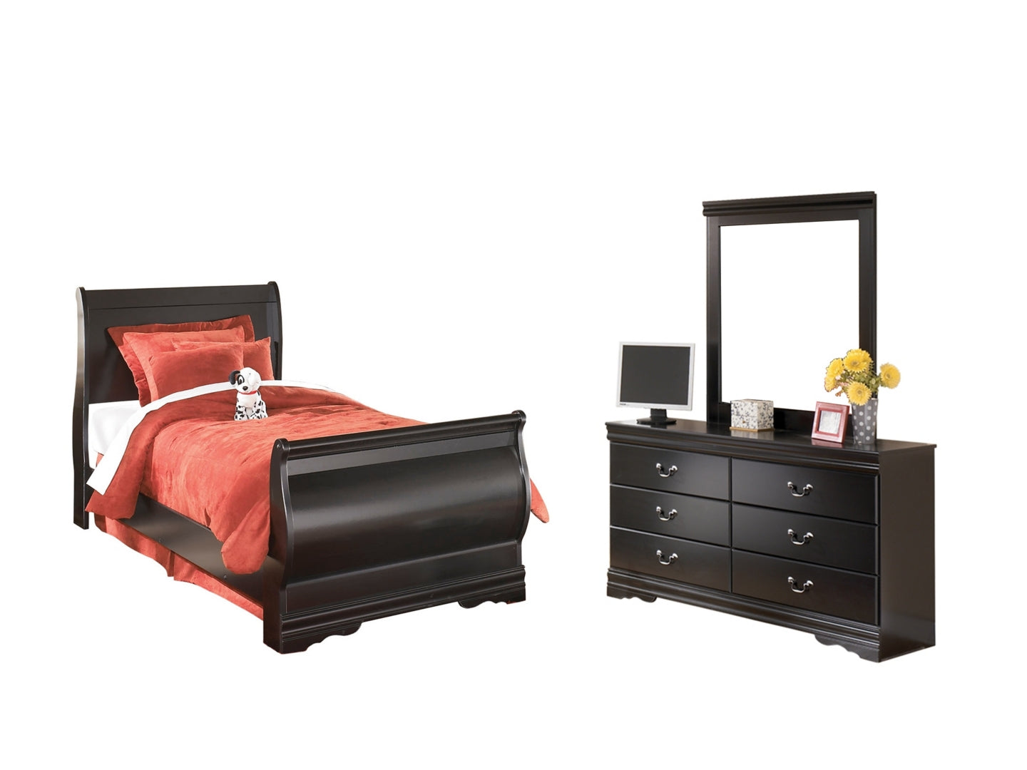 Huey Vineyard Black Sleigh Bedroom Set