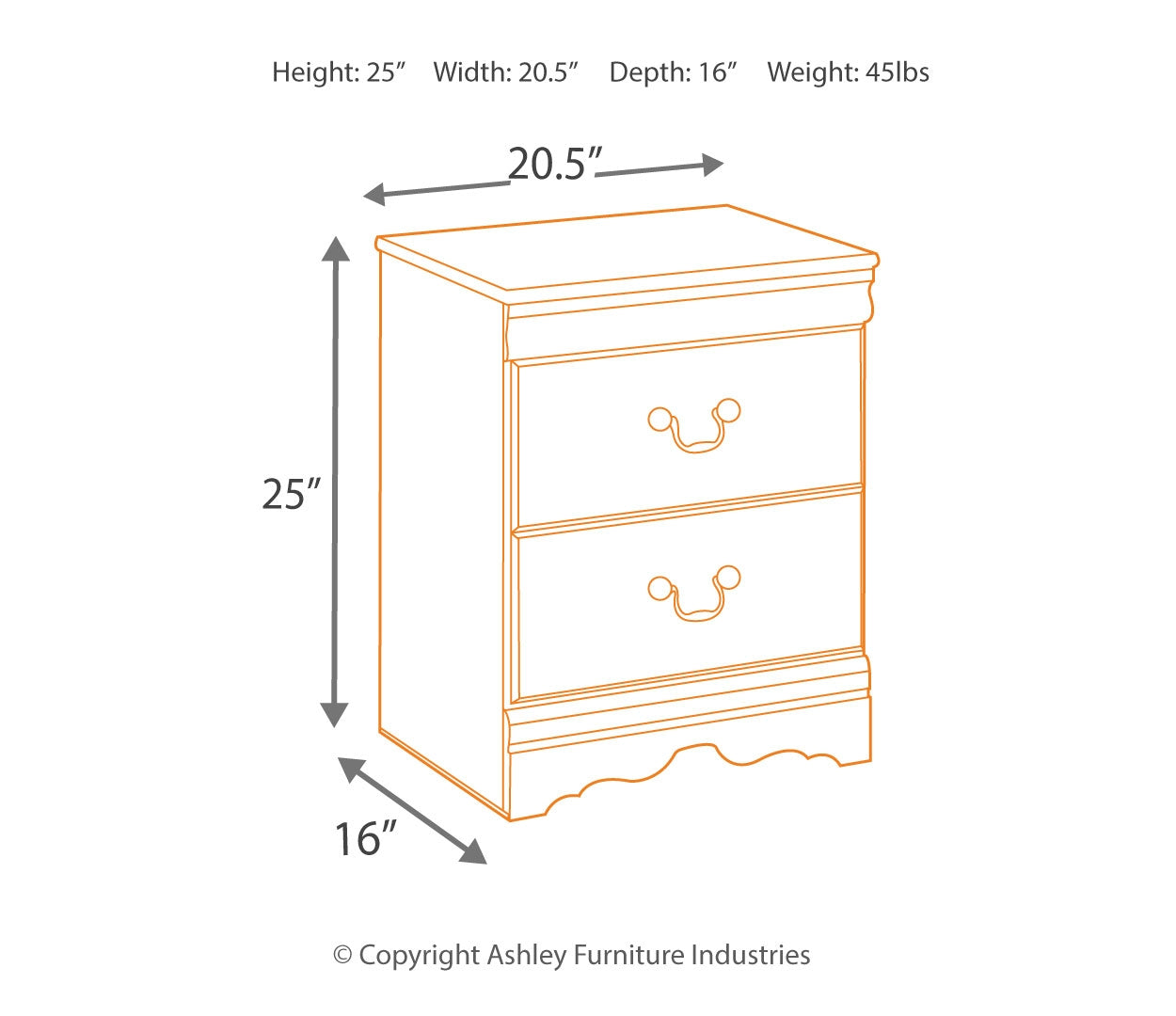 Huey Vineyard Two Drawer Night Stand